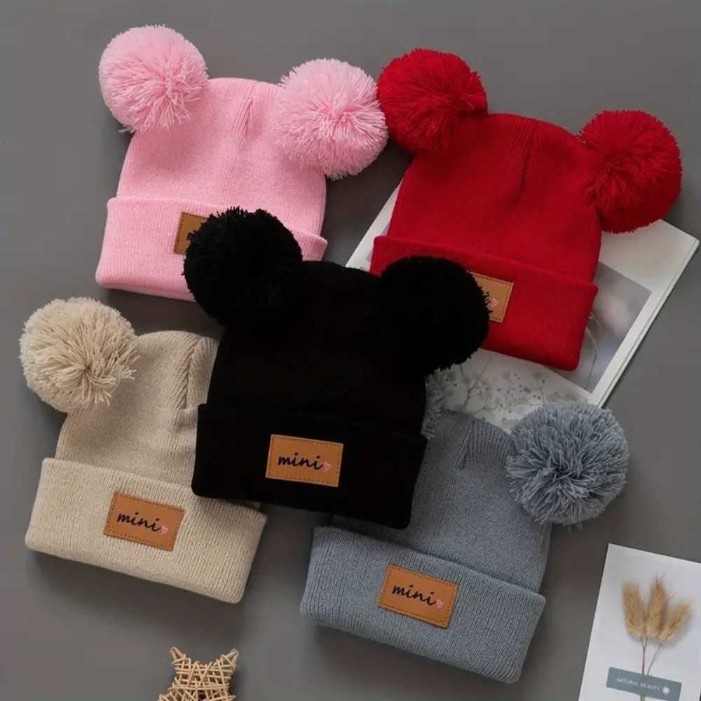 Bonnet tricoté Double boule po - Baby Hat Beanie avis et prix